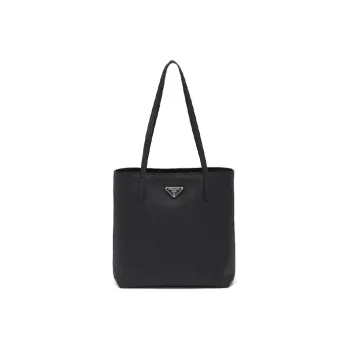 PRADA Leather Tote Bag Shopping Bag Handbag Small Size Women's Black