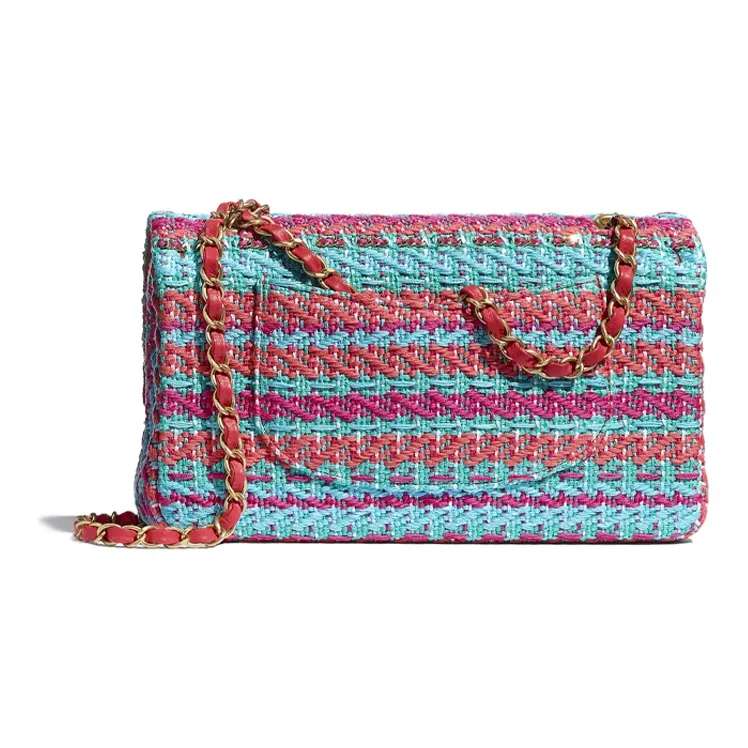 CHANEL Logo Shoulder Bag Women's Red & Peach Red & Blue-2
