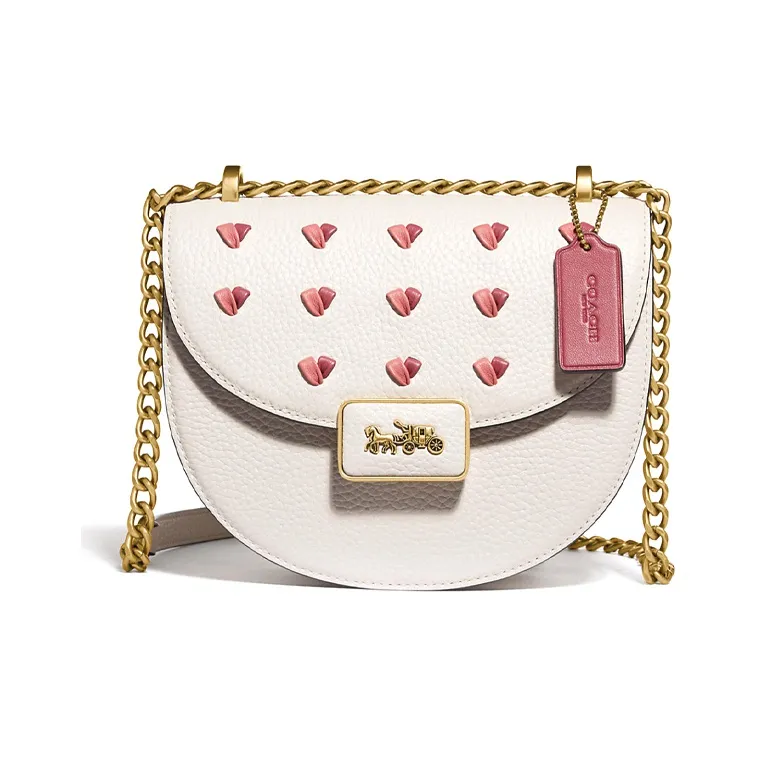 COACH Alie Leather Saddle Bag Shoulder Bag Crossbody Bag Small Size Women's White-0