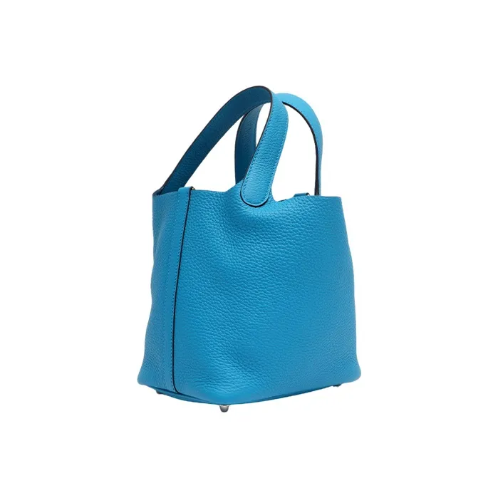 HERMES Picotin Lock Clemence Bullock Leather Basket Bag Handbag Bucket Bag Women's Frida Blue-2