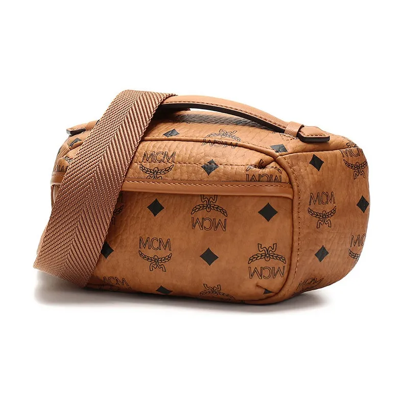 MCM Leather Clutch, Shoulder Bag, Crossbody Bag Small Size Women's Brown Cognac-1