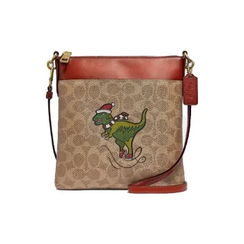 COACH Kitt With Leather Shoulder Bag, Crossbody Bag Trumpets Women's Brown Monogram