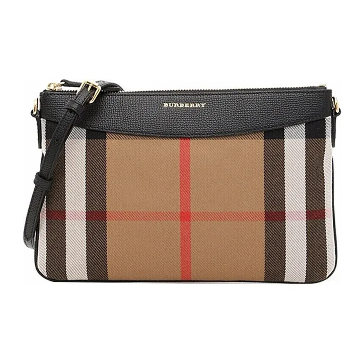 Burberry Vintage Fabric With Leather Clutch, Shoulder Bag, Crossbody Bag Regular Women's Black-0