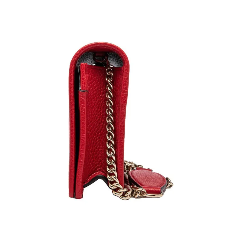 GUCCI Litchi Grain Leather Crossbody Bag, Shoulder Bag Women's Red-2