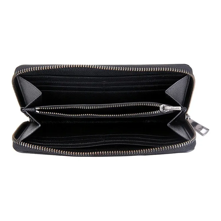 COACH Accordion Wallet Cross Grain Leather Wallet Men's Black-4