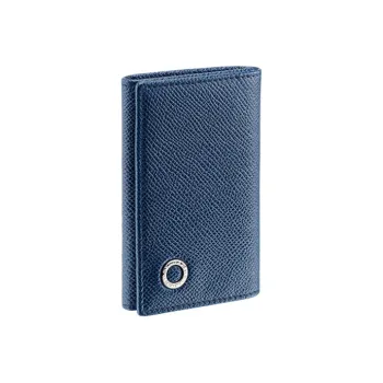BVLGARI Grained Calfskin Key Pouch Men's Sapphire Blue