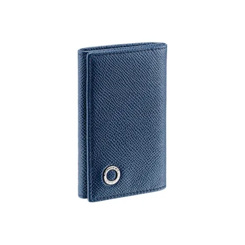 BVLGARI Grained Calfskin Key Pouch Men's Sapphire Blue