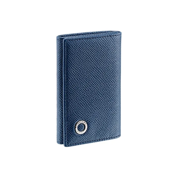 BVLGARI Grained Calfskin Key Pouch Men's Sapphire Blue-0