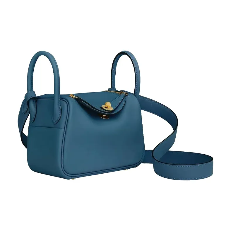 HERMES Lindy Swift Calfskin Handbag Shoulder Bag Crossbody Bag Mini Women's S4 Deep Blue Dark Blue-1