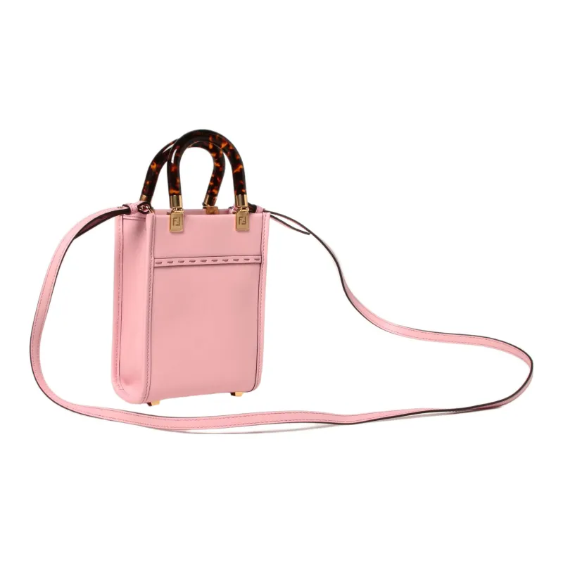 FENDI Sunshine Cow Leather Sunshine Bag Mini Tote Bag Shopping Bag Handbag Crossbody Bag Mini Women's Light Pink-1