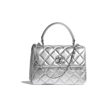CHANEL Trendy Cc Lambskin Shoulder Bag, Crossbody Bag, Handbag Trumpets Women's Silver