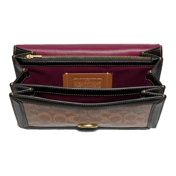 COACH Riley Leather Trunk Bag, Handbag, Shoulder Bag, Crossbody Bag Medium Size Women's Black & Brown-2