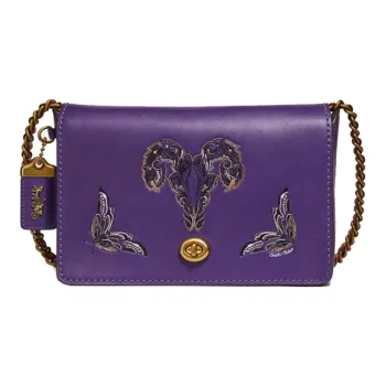 COACH Dinky With Cow Leather And Sheepskin Small Square Bag Shoulder Bag, Crossbody Bag Regular Women's Dark Purple