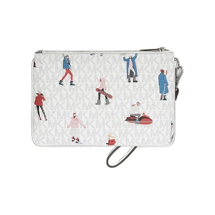 MICHAEL KORS MK Jet Set Leather Clutch Regular Women's White-1