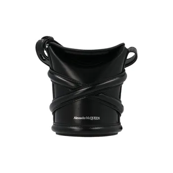 Alexander McQueen The Curve Logo Embossed Mini Bucket Bag