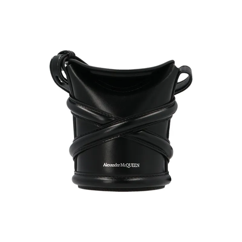 Alexander McQueen The Curve Logo Embossed Mini Bucket Bag-0