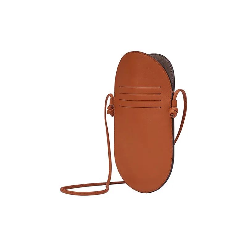 FENDI Cow Leather Cell Phone Pouch Crossbody Bag Women's Brown-1