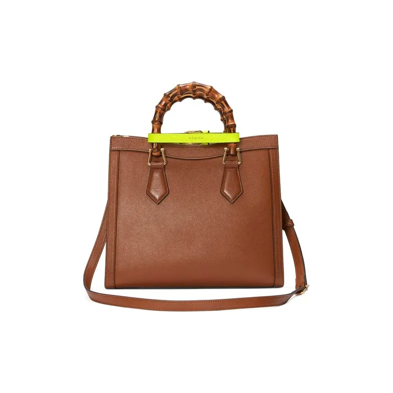 GUCCI Diana Leather Tote Bag, Shopping Bag, Shoulder Bag, Crossbody Bag, Handbag Trumpets Unisex Brown-3