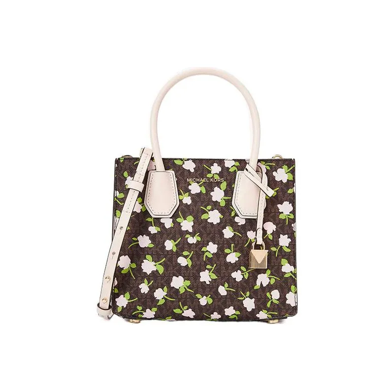 MICHAEL KORS Mercer With Cow Leather Tote Bag, Shopping Bag, Shoulder Bag, Crossbody Bag, Handbag Women's Brown-0