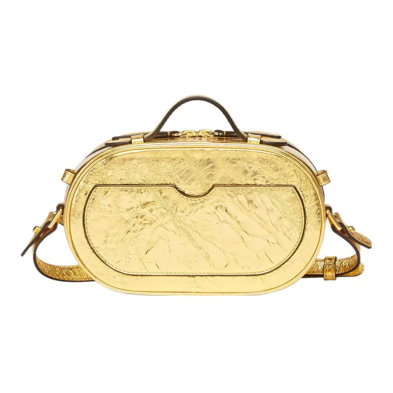 FENDI O'Lock Leather Elliptical Bag Camera Bag One Shoulder Handbag Crossbody Bag Mini Women's Gold-2