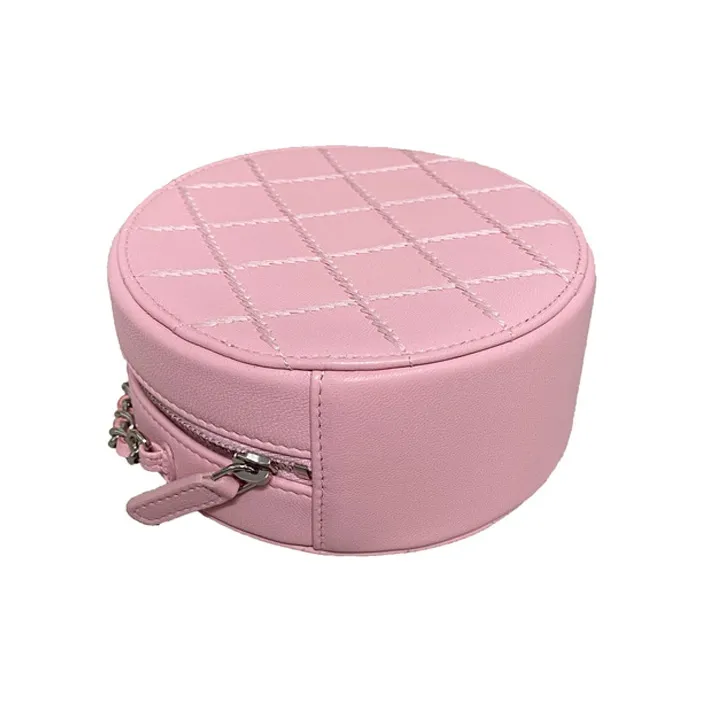 CHANEL Calfskin Round Bag One Shoulder Crossbody Women's Pink-3