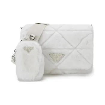 PRADA Shearling Bag Strap Crossbody Bag Shoulder Bag Women's White