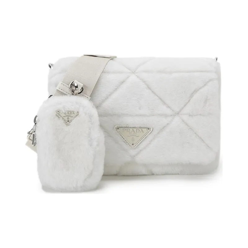 PRADA Shearling Bag Strap Crossbody Bag Shoulder Bag Women's White-0