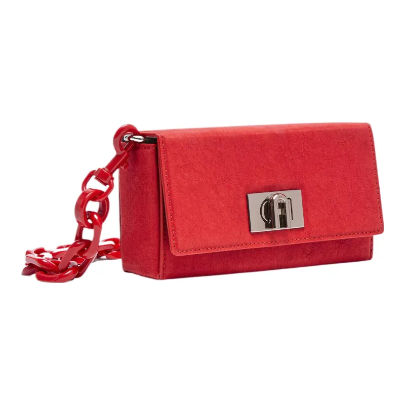 Furla Special Paper Like Fabric Box Bag, Sling Bag, Shoulder Bag Mini Women's Poppy Red-1