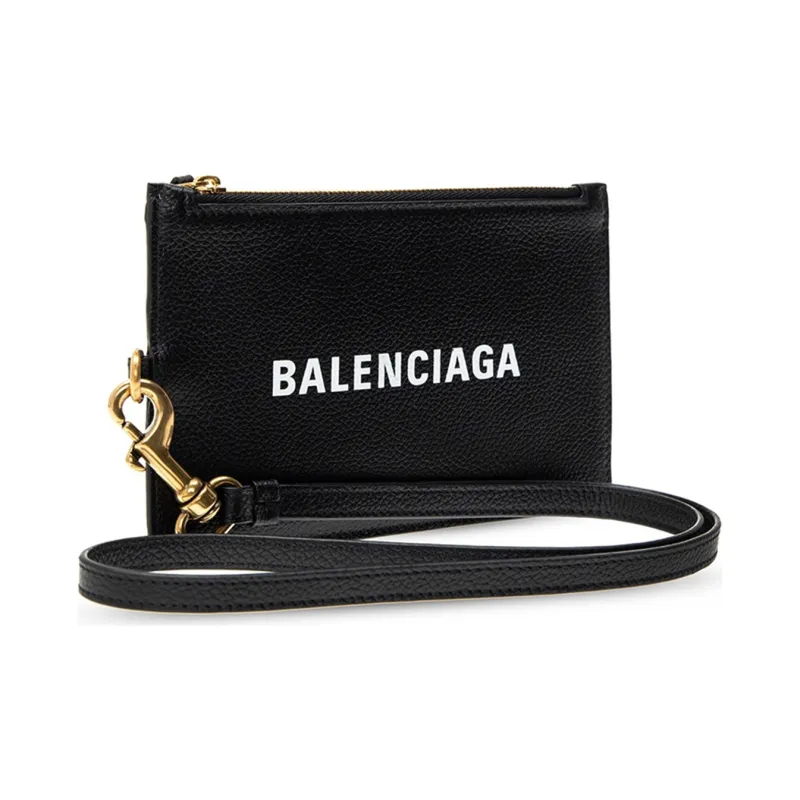 Balenciaga Cow Leather Crossbody Bag Coin Purse Wallet Women's Black-1