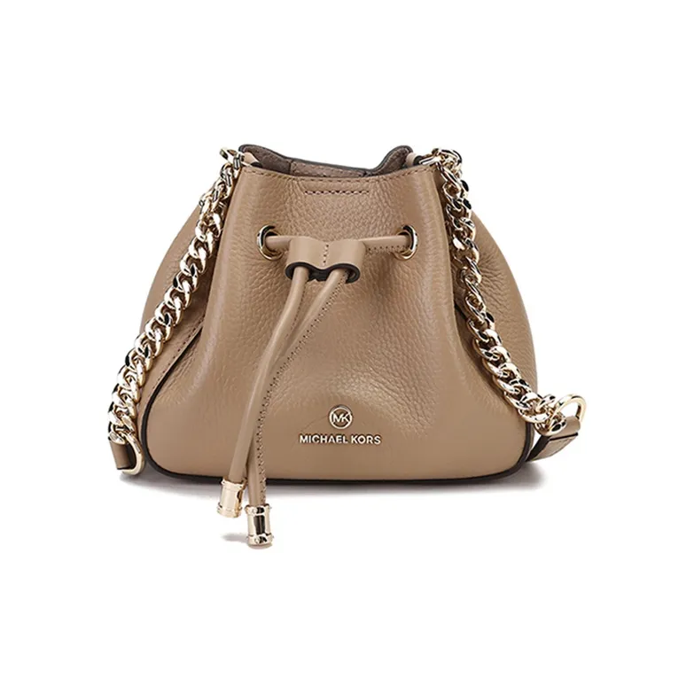 MICHAEL KORS Phoebe Cow Leather Bucket Bag, Chain Bag, Shoulder Bag Women's Camel-0