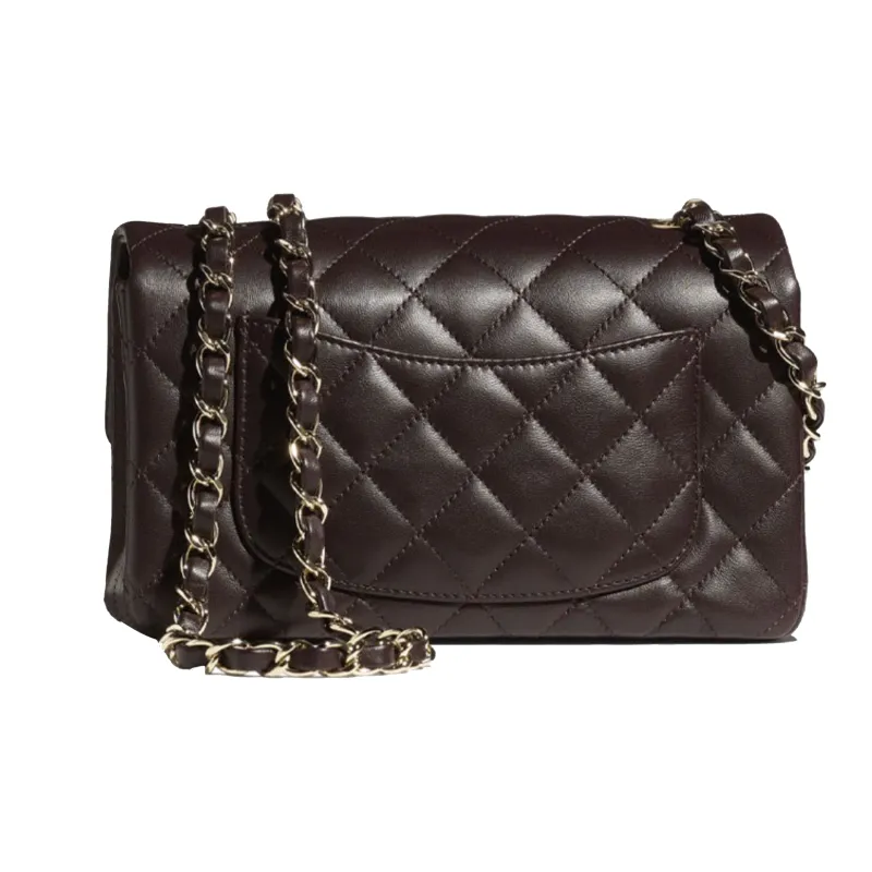 CHANEL Classic Flap CF Sheepskin Shoulder Bag, Crossbody Bag Trumpets Women's Chocolates Brown-1