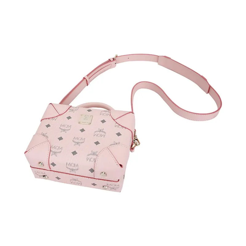 MCM Soft Berlin Visetos Polyester Shoulder Bag Small Size Women's Pink-3