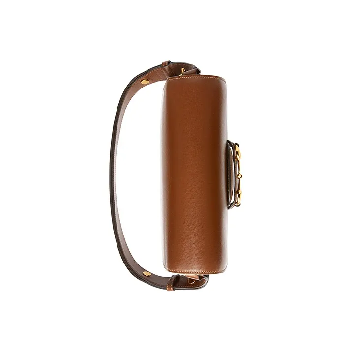 GUCCI Leather Saddle Bag, Crossbody Bag, Shoulder Bag Women's Brown-4
