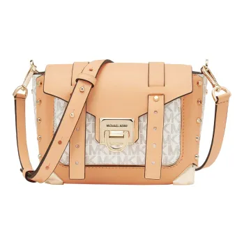 MICHAEL KORS Artificial Leather Satchel Bag, Shoulder Bag, Crossbody Bag Trumpets Women's Cantaloupe & White