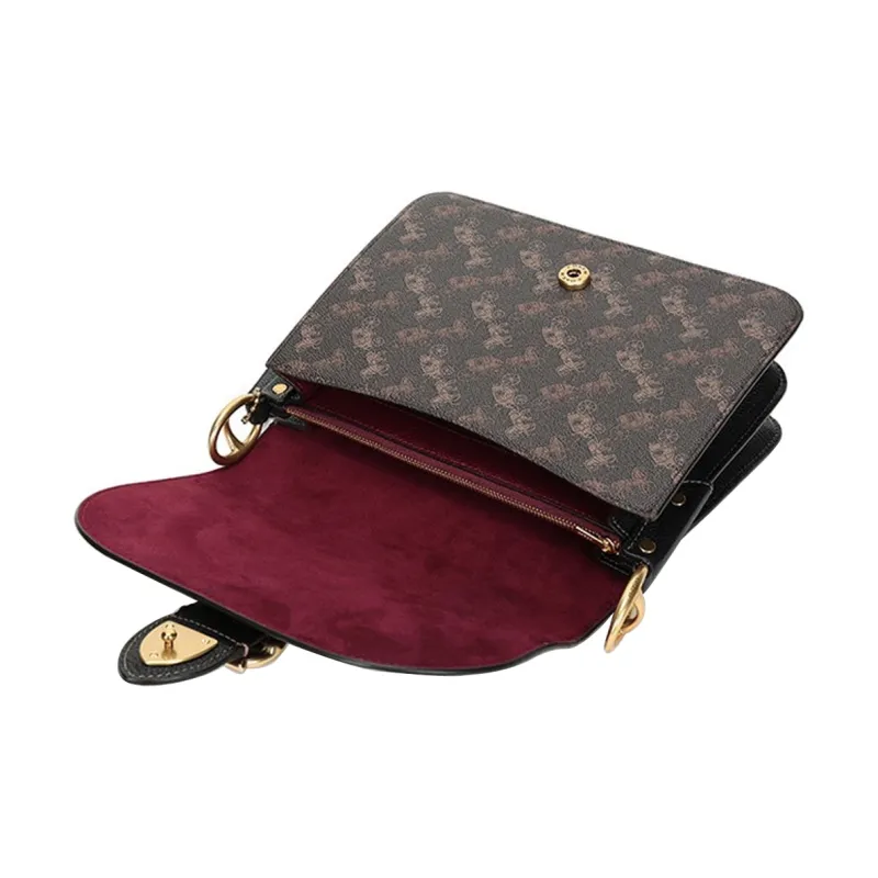 COACH Beat Canvas With Leather Small Square Bag, Shoulder Bag, Crossbody Bag, Handbag Medium Size Women's Black-5