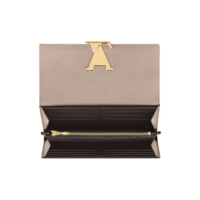 LOUIS VUITTON Capucines Cow Leather Wallet Regular Women's Beige-3