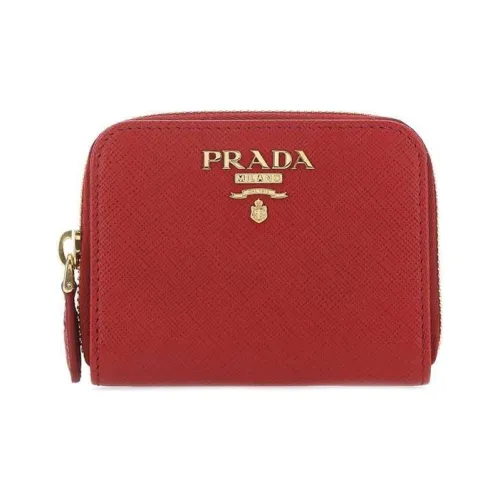 PRADA Leather Wallet Women's Red