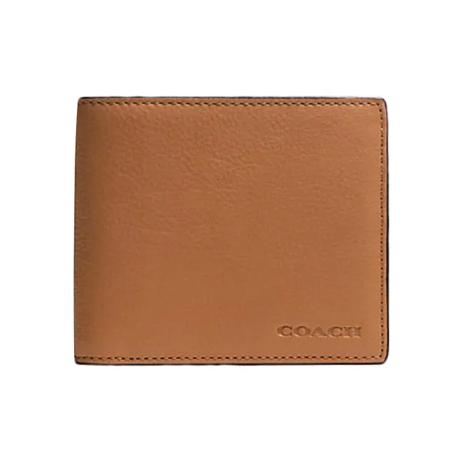 COACH 3 IN 1 Wallet Solid Color Leather Wallets Card Holders Men's Saddle Brown-0