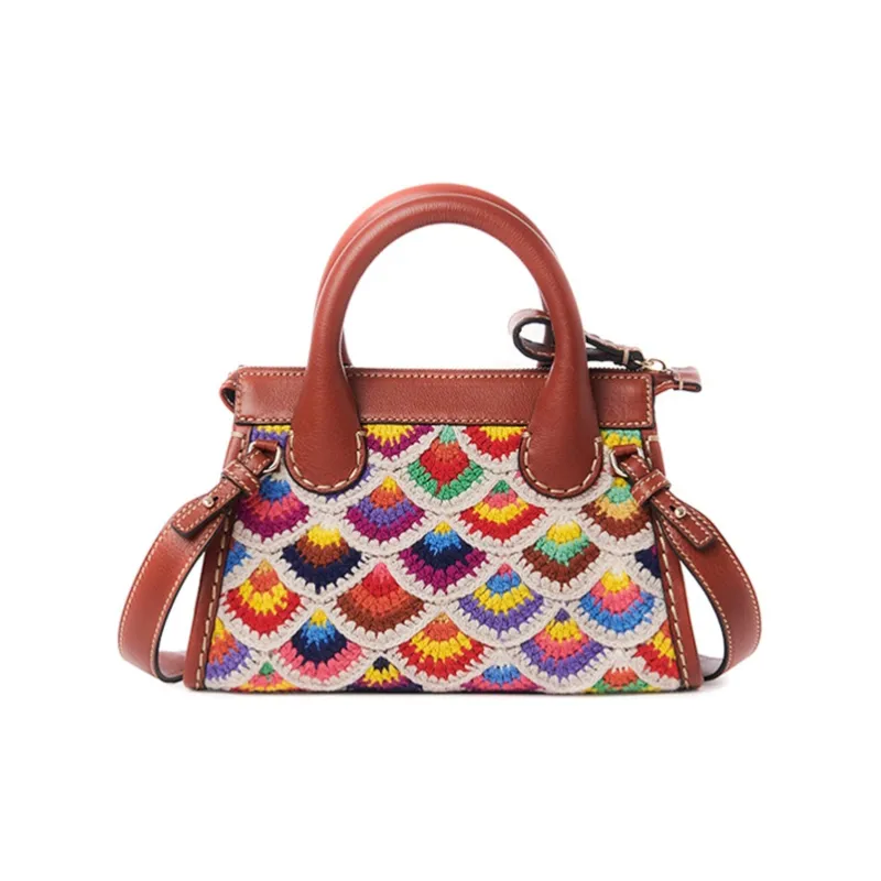 Chloe Edith Cow Leather Handbag Mini Women's Brown/Multicolor-1