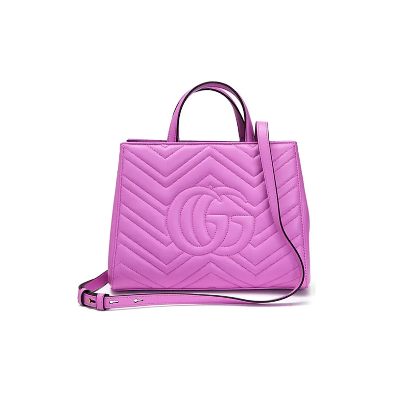 GUCCI Marmont Quilted Leather Tote, Shoulder Bag, Crossbody Bag, Handbag Trumpets Women's Pink Purple-1