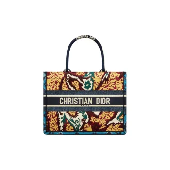 DIOR BookTote Cotton Tote Bag Shopping Bag Handbag Small Size Women's Multicolor