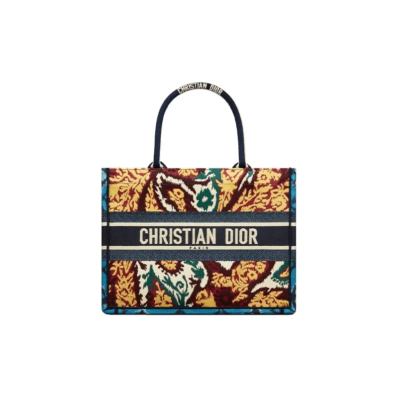 DIOR BookTote Cotton Tote Bag Shopping Bag Handbag Small Size Women's Multicolor-0