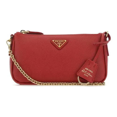PRADA Re-Edition Leather Crossbody Bag Shoulder Bag Unisex Red