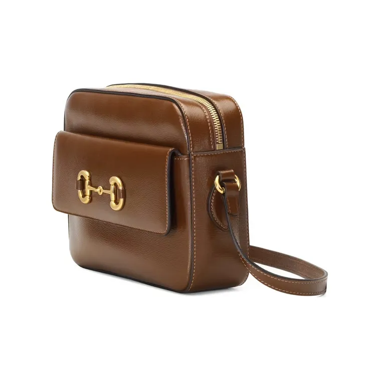 GUCCI Horsebit 1955 Leather Camera Bags Crossbody Bag Shoulder Bag Women's Brown-1