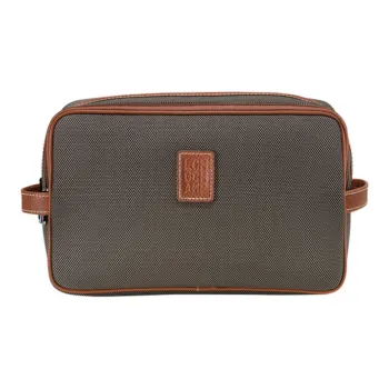 LONGCHAMP Boxford Cow Leather Toiletry Bag Unisex Brown