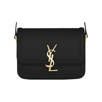 SAINT LAURENT SOLFERINO Leather Tofu Bag, Shoulder Bag, Crossbody Bag Trumpets Women's Black