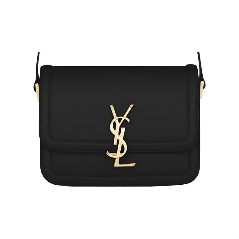 SAINT LAURENT SOLFERINO Leather Tofu Bag, Shoulder Bag, Crossbody Bag Trumpets Women's Black-0
