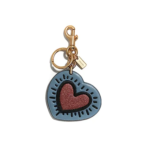COACH Keith Haring Collaboration Leather Keychain Bag Pendant Bag Accessory Women's Pink & Blue