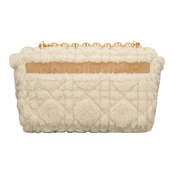 DIOR Shearling Crossbody Bag, Shoulder Bag Medium Size Women's Beige-2