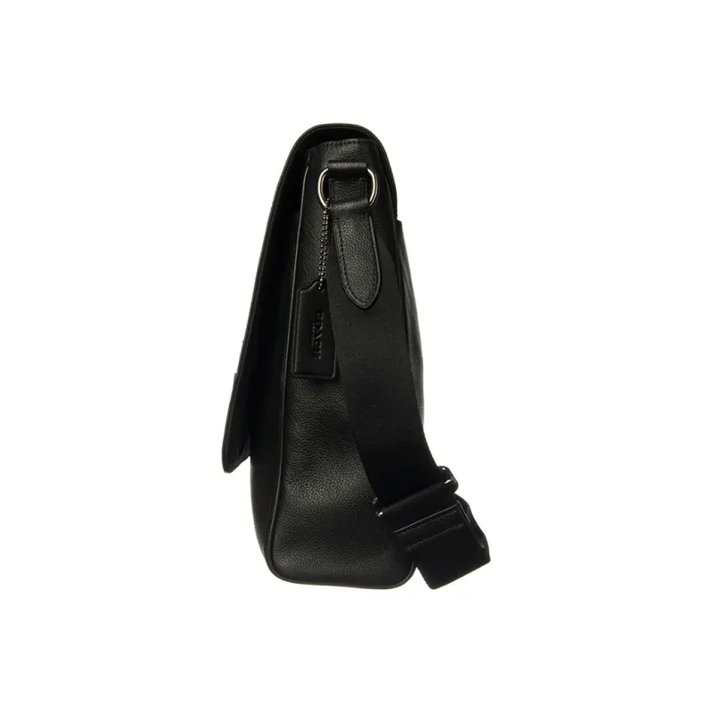 COACH Houston Pebbled Leather Messenger Bag Shoulder Bag Crossbody Bag Large Size Men's Black-3